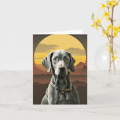 Weimaraner Sunset Grußkarte Karte (Gelbe Blume)