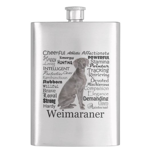 Weimaraner Tracht Flasche Flachmann (Vorderseite)