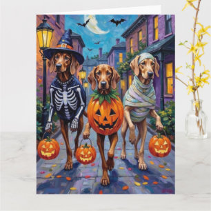 Weimaraner Trick-or-Treating in Halloween-Kostümen Karte