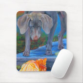 Weimaraner u. Tabby-Katze Mousepad (Mit Mouse)