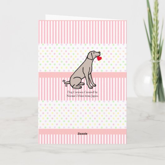 Weimaraner und Herz Dankeskarte (Rückseite)