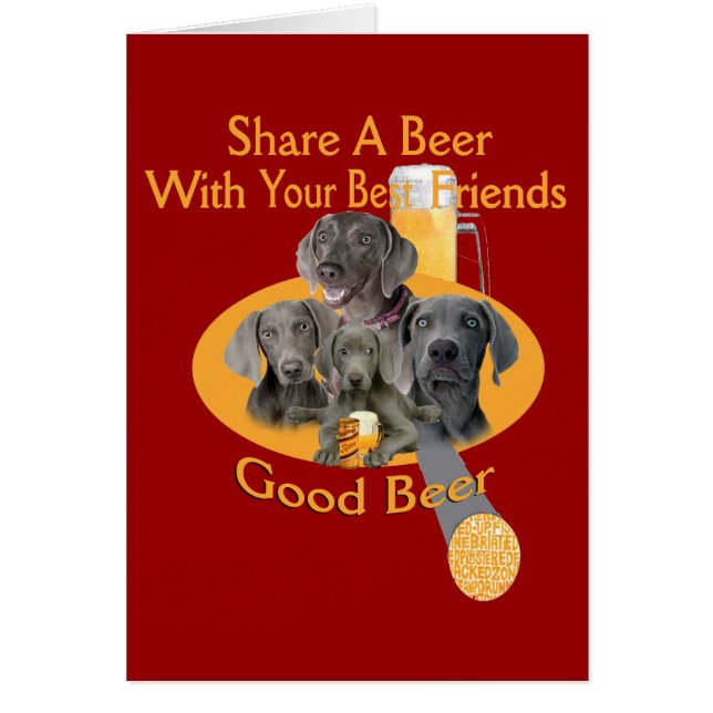 Weimaraner und Hunde teilen ein Bier (Vorne)