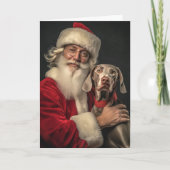Weimaraner und Santa Feiertagskarte (Vorderseite)