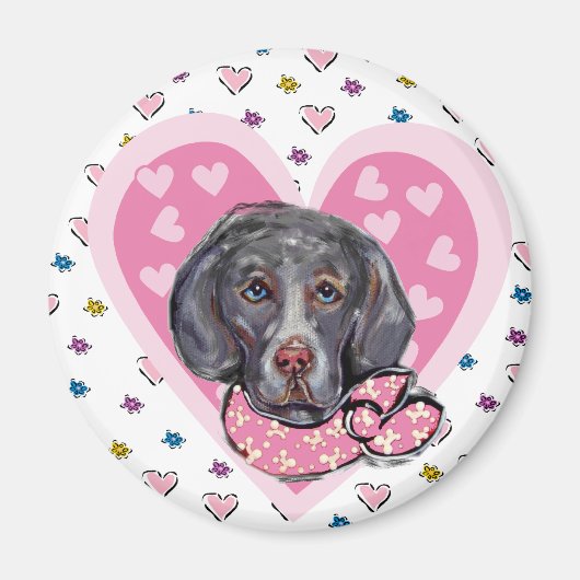 Weimaraner Valentine Magnet (Vorne)