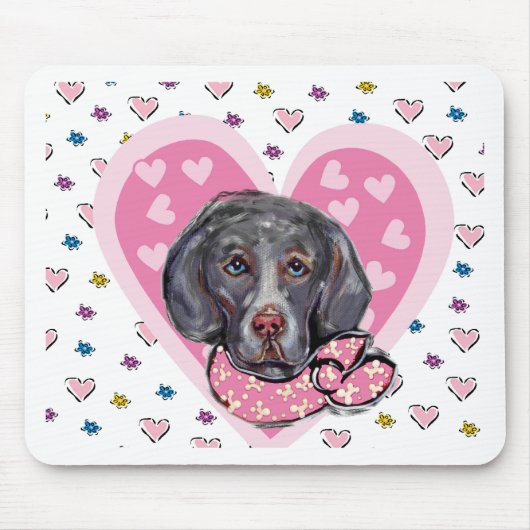 Weimaraner Valentine Mousepad (Vorne)
