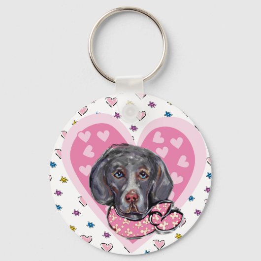 Weimaraner Valentine Schlüsselanhänger (Vorderseite)