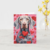 Weimaraner Valentinstag Karte (Gelbe Blume)