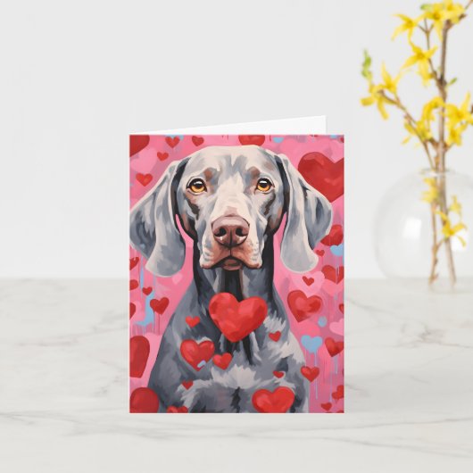Weimaraner Valentinstag Karte (Gelbe Blume)