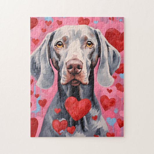 Weimaraner Valentinstag Puzzle (Vertikal)