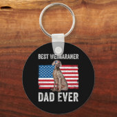 Weimaraner Vater American Flag Hund Lover Eigentüm Schlüsselanhänger (Vorderseite)