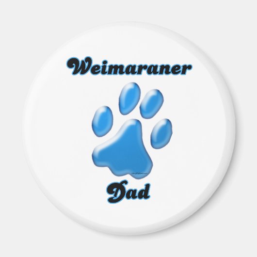 Weimaraner Vater blauer Pawprint - Magnet (Vorne)