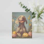 Weimaraner Vintag Ostern Postkarte (Stehend Vorderseite)