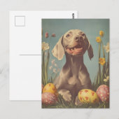Weimaraner Vintag Ostern Postkarte (Vorne/Hinten)