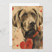Weimaraner Vintag Valentinstag Feiertagskarte (Vorne/Hinten)