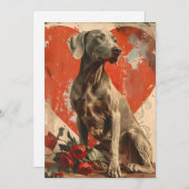 Weimaraner Vintager Valentinstag Feiertagskarte (Vorne/Hinten)