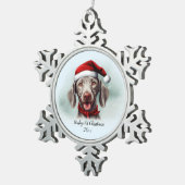 Weimaraner Wasserfarbe Weihnachtsmannmütze Hunde E Schneeflocken Zinn-Ornament (Rechts)