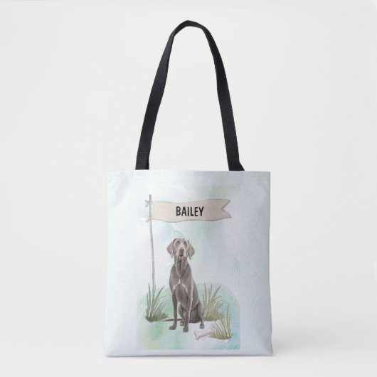 Weimaraner Watercolor Personalized Dog Tasche (Vorderseite)