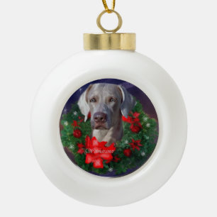 Weimaraner Weihnachten Keramik Kugel-Ornament