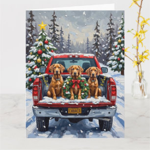 Weimaraner Weihnachten Rotes Lastwagen Ferien Karte