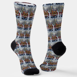 Weimaraner Weihnachten Rotes Lastwagen Ferien Socken