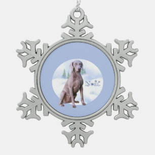 Weimaraner Weihnachten Schlüsselanhänger Schneeflocken Zinn-Ornament