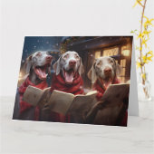 Weimaraner Weihnachts-Carolers Spaß-Urlaub Karte (Gelbe Blume)