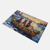 Weimaraner Weihnachtsboot-Feiertag Fußmatte (Schrägansicht)