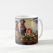 Weimaraner Weihnachtsboot-Feiertag Kaffeetasse (VorderseiteRechts)