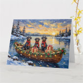 Weimaraner Weihnachtsboot-Feiertag Karte (Gelbe Blume)