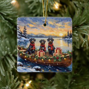 Weimaraner Weihnachtsboot-Feiertag Keramikornament