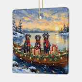 Weimaraner Weihnachtsboot-Feiertag Keramikornament (Links)