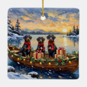 Weimaraner Weihnachtsboot-Feiertag Keramikornament (Rückseite)