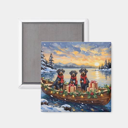 Weimaraner Weihnachtsboot-Feiertag Magnet (Vorderseite/Rückseite)
