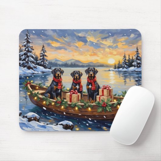 Weimaraner Weihnachtsboot-Feiertag Mousepad (Mit Mouse)
