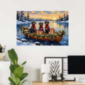 Weimaraner Weihnachtsboot-Feiertag Poster (Heimbüro)