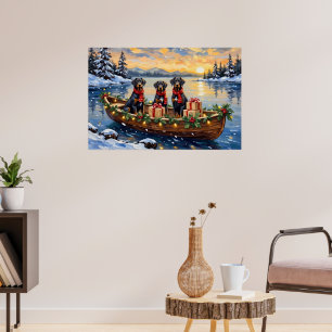Weimaraner Weihnachtsboot-Feiertag Poster