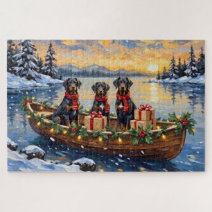 Weimaraner Weihnachtsboot-Feiertag Puzzle