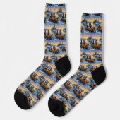 Weimaraner Weihnachtsboot-Feiertag Socken (Linkes Detail)