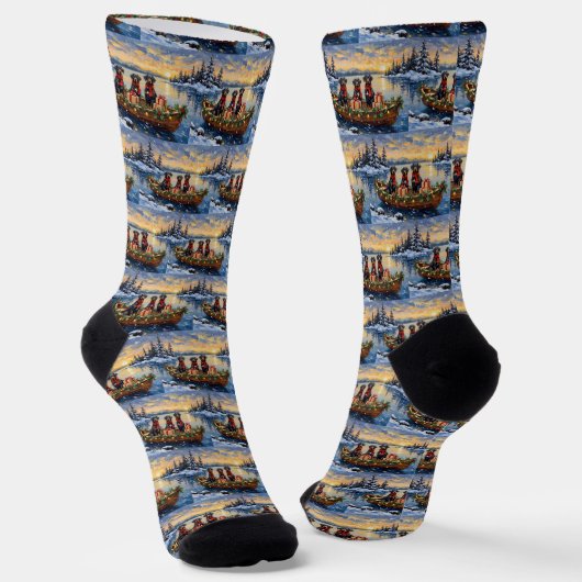 Weimaraner Weihnachtsboot-Feiertag Socken (Gewinkelt)