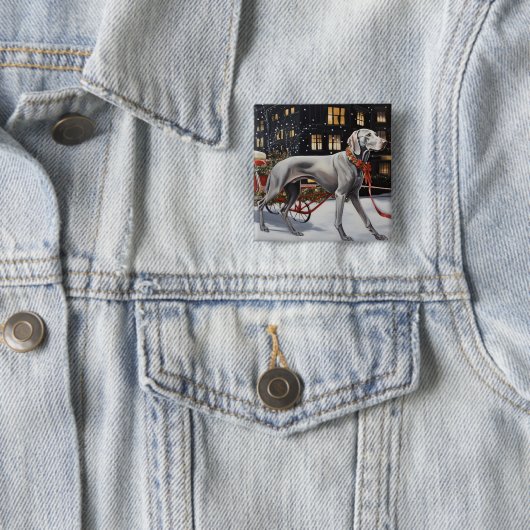 Weimaraner Weihnachtsfeiertage Button (Beispiel)