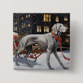 Weimaraner Weihnachtsfeiertage Button (Vorderseite)