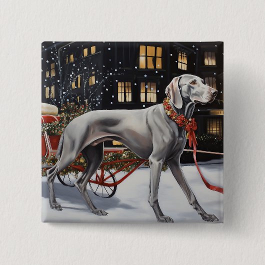 Weimaraner Weihnachtsfeiertage Button (Vorderseite)