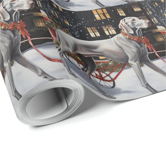 Weimaraner Weihnachtsfeiertage Geschenkpapier (Rolleneckpunkt)