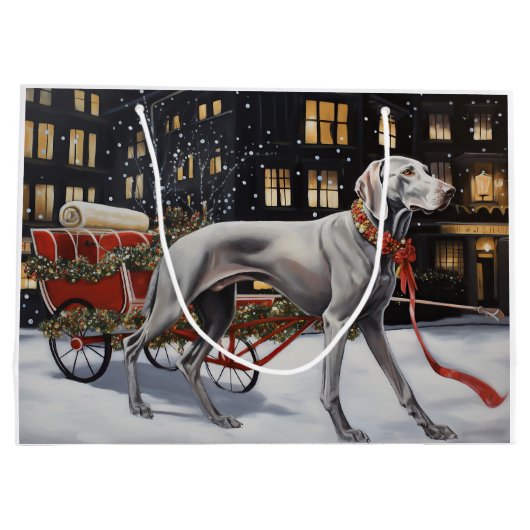 Weimaraner Weihnachtsfeiertage Große Geschenktüte (Rückseite)
