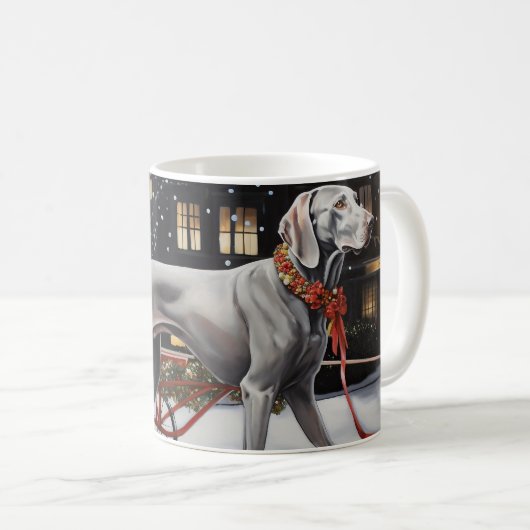 Weimaraner Weihnachtsfeiertage Kaffeetasse (VorderseiteRechts)