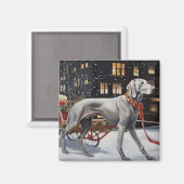 Weimaraner Weihnachtsfeiertage Magnet (Vorderseite/Rückseite)