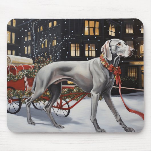 Weimaraner Weihnachtsfeiertage Mousepad (Vorne)