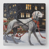 Weimaraner Weihnachtsfeiertage Quadratische Wanduhr (Vorderseite)