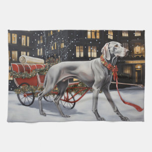 Weimaraner Weihnachtsfestzeit Geschirrtuch