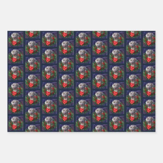 Weimaraner Weihnachtsgeschenke Geschenkpapier Set (Vorderseite 3)